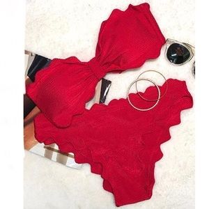 NWT Red Scalloped CupShe Bikini Set M